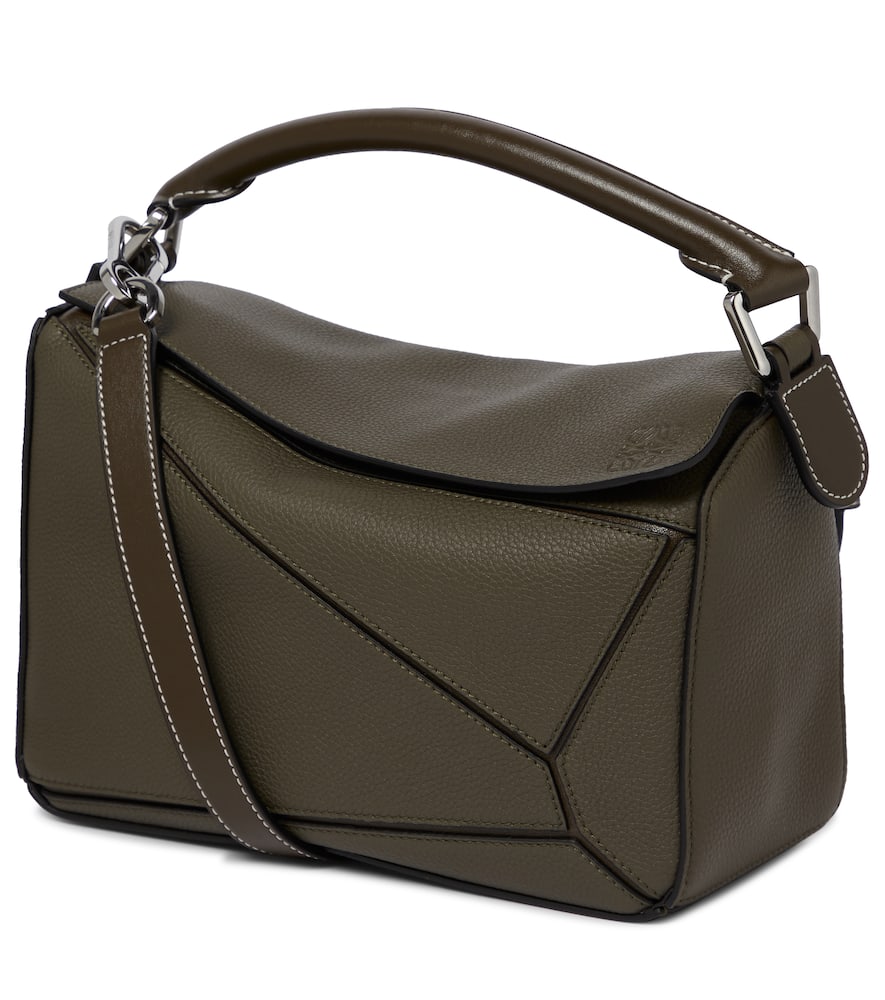 Click to view more detailed imagery on our partner's website Loewe Puzzle Small Leather Shoulder Bag In Green