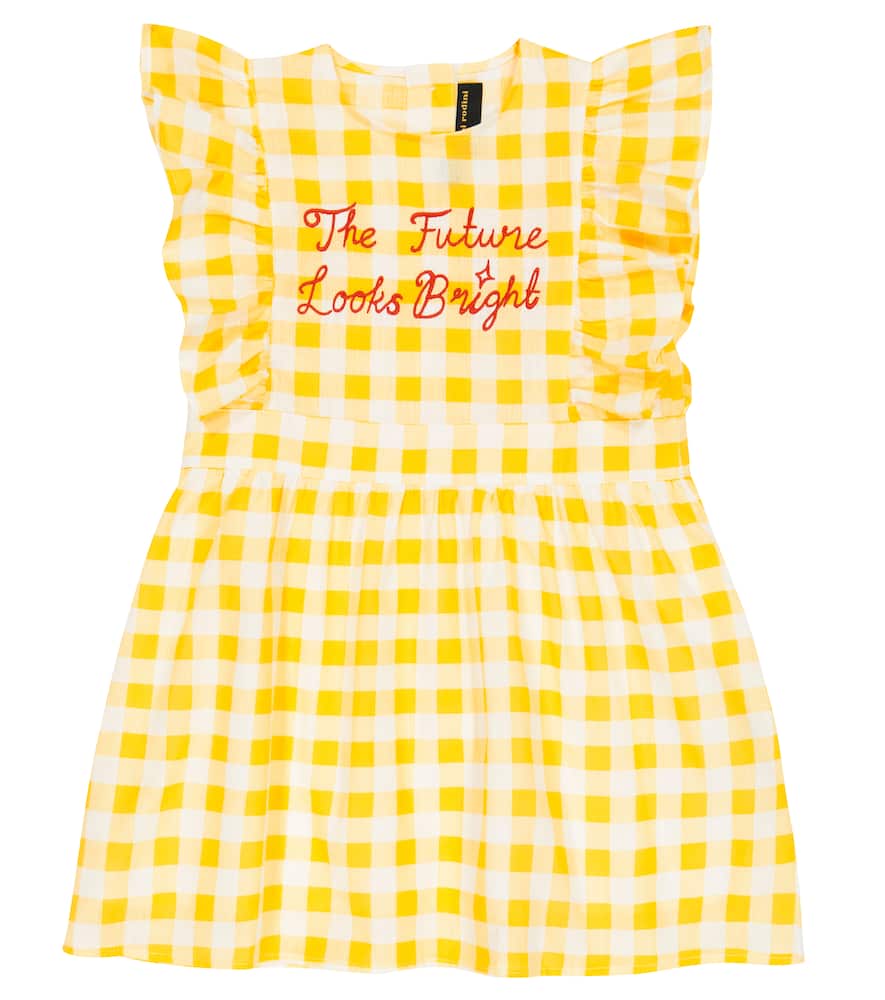 Mini Rodini Embroidered gingham cotton dress