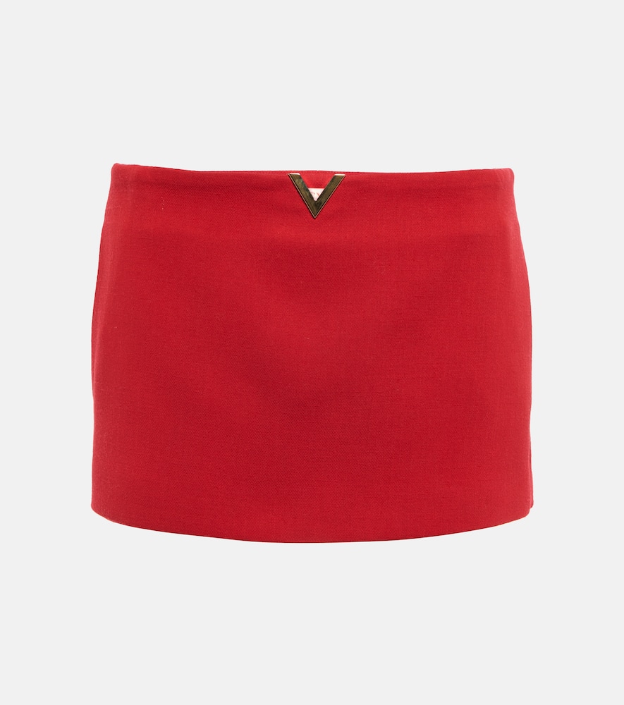 VLogo wool-blend crêpe skort