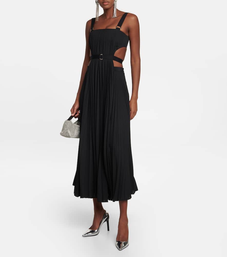 Shop Christopher Kane Pleated Midi Dress In Black