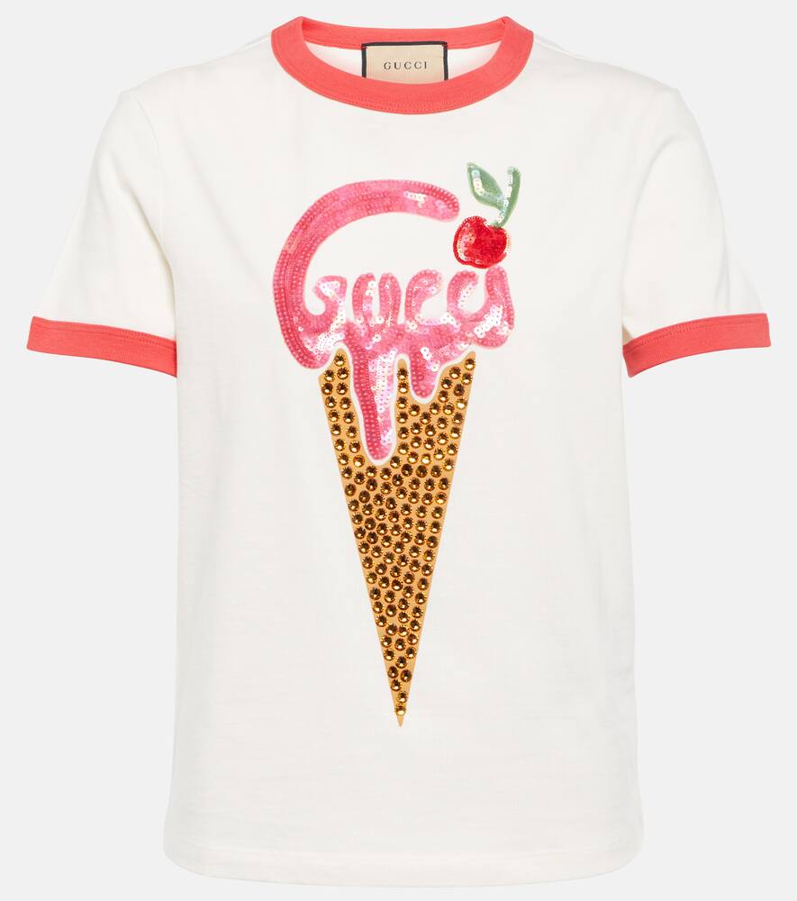 GUCCI EMBELLISHED COTTON T-SHIRT