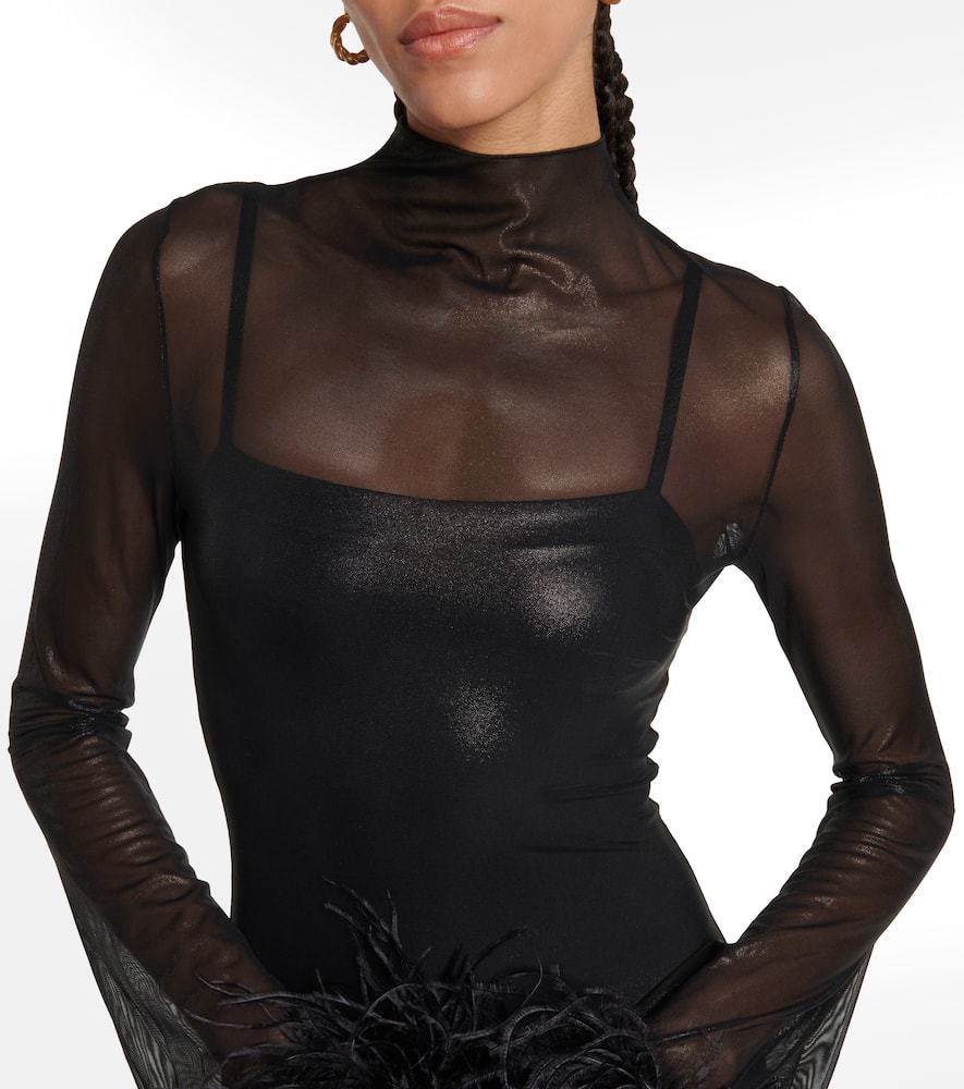OSEREE OSÉREE FEATHER-TRIMMED MINIDRESS