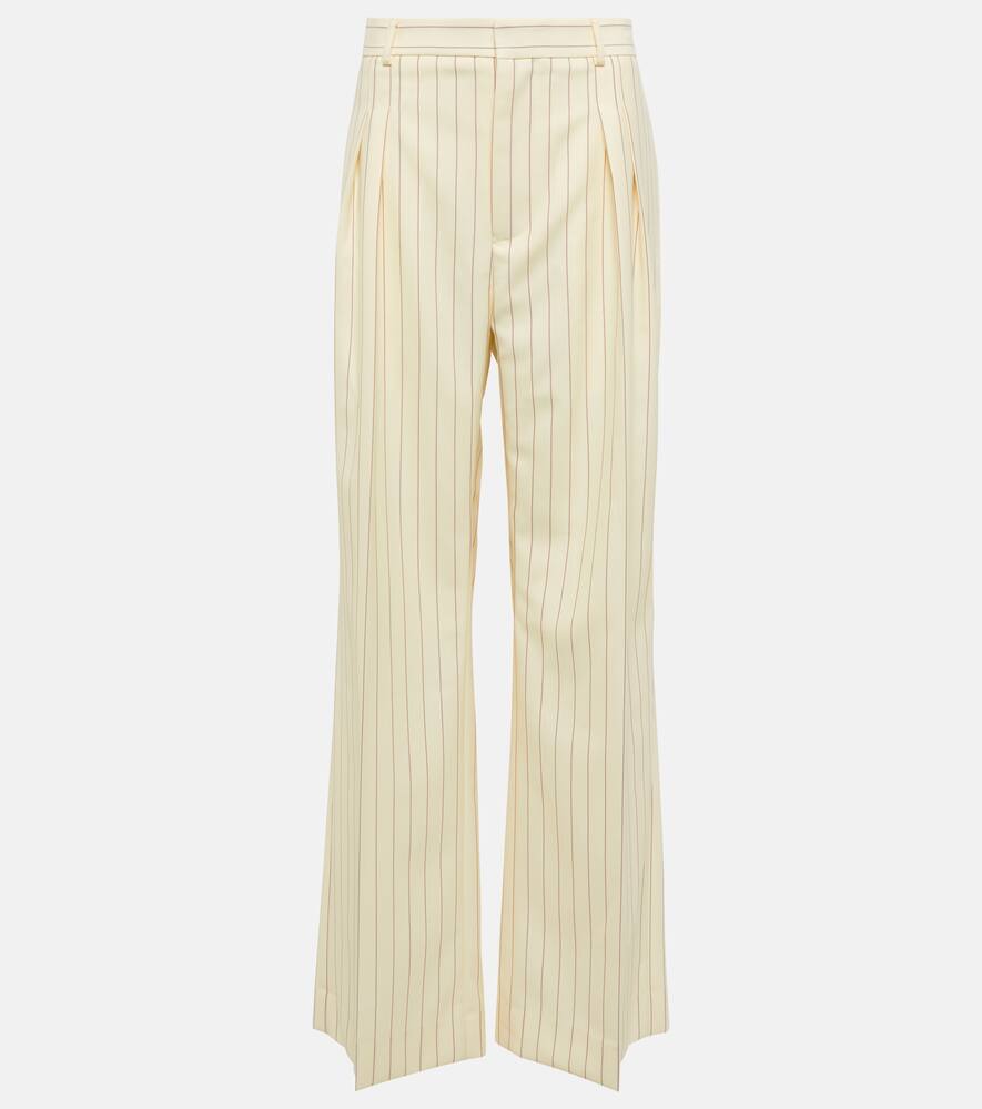 Jean Paul Gaultier Striped Wool Blend Trousers In Neutrals