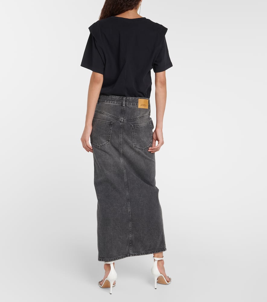 Shop Isabel Marant Vinea Denim Maxi Skirt In Pink