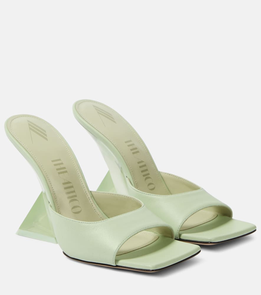 Attico Bicolor Calfskin Platform Sandals In Green