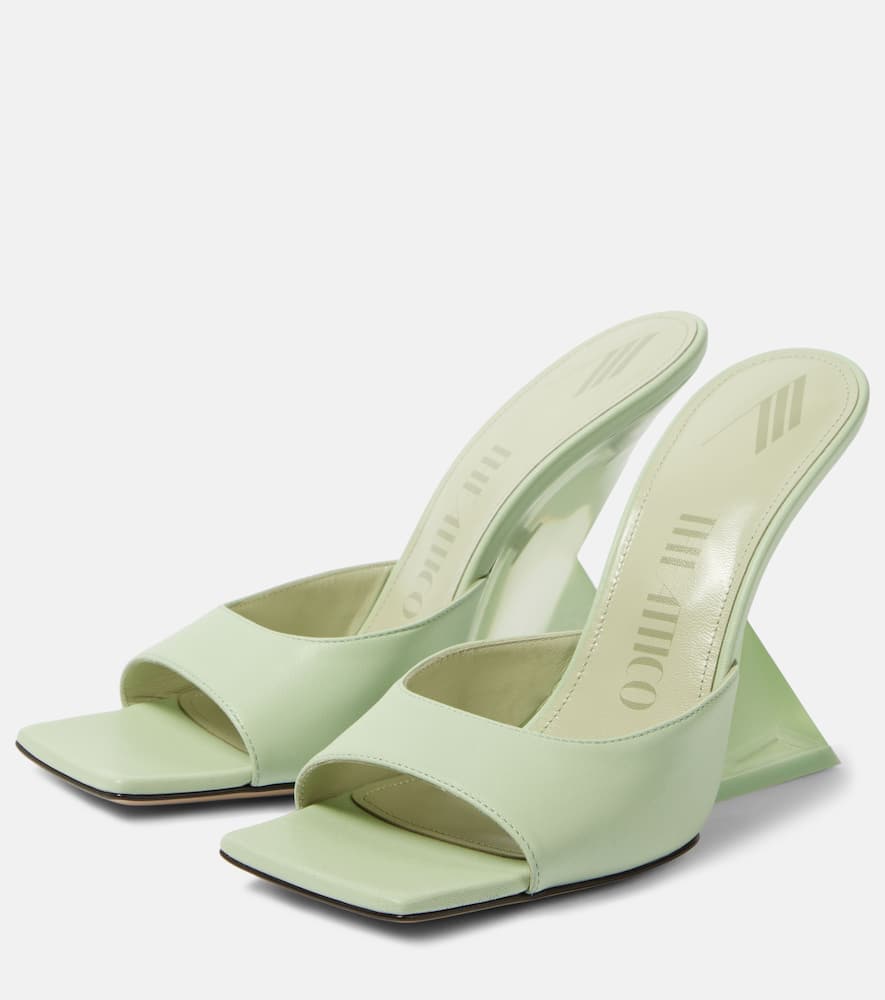 Attico Bicolor Calfskin Platform Sandals In Green
