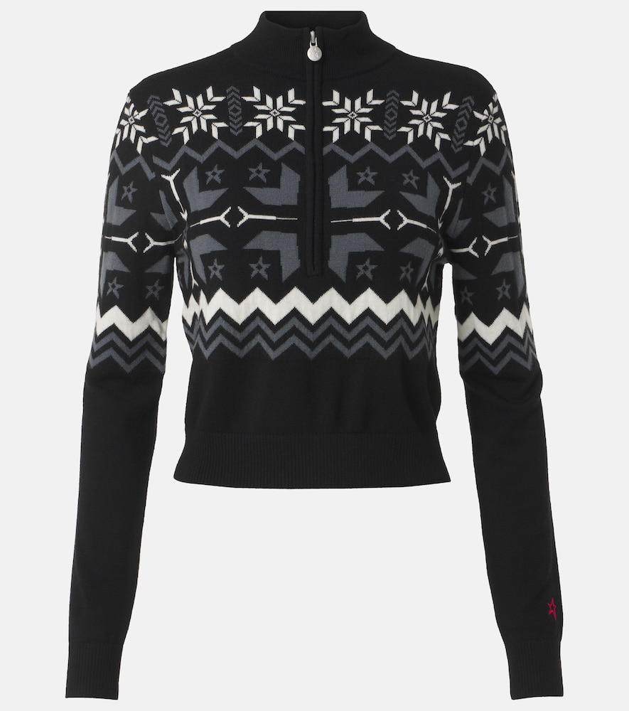 Perfect Moment Nordic Intarsia Wool Half Zip Sweater