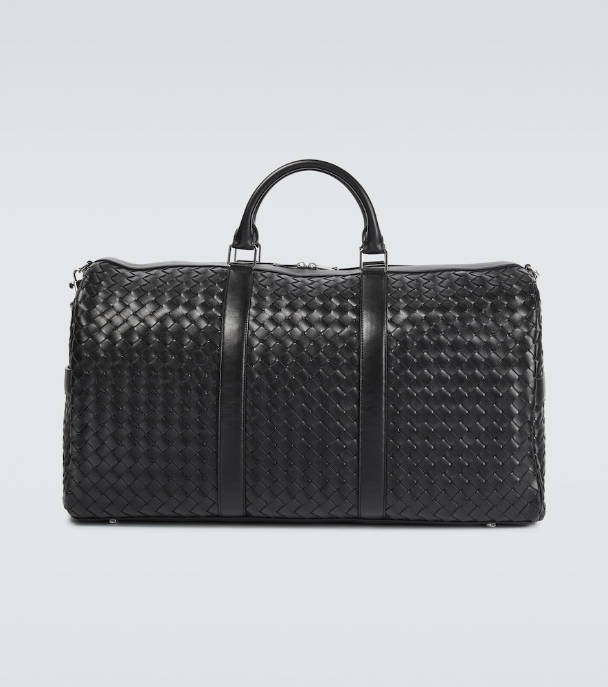 Bottega Veneta Hombre Negro Bolso De Viaje Large De Piel Intrecciato