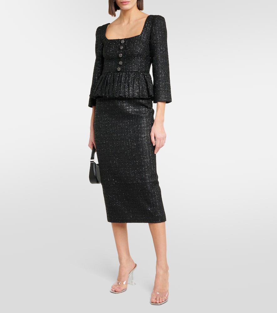 Self-Portrait Peplum bouclÃ© midi dress