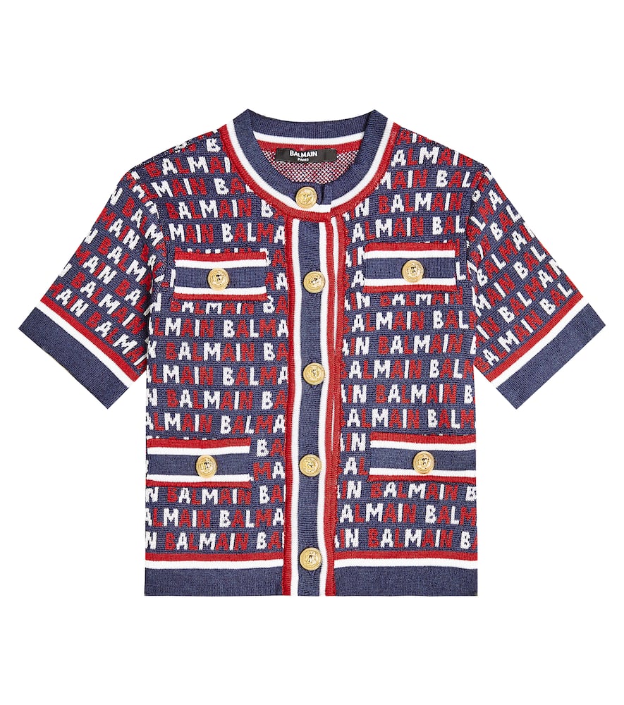 Balmain Kids Monogram cotton-blend cardigan