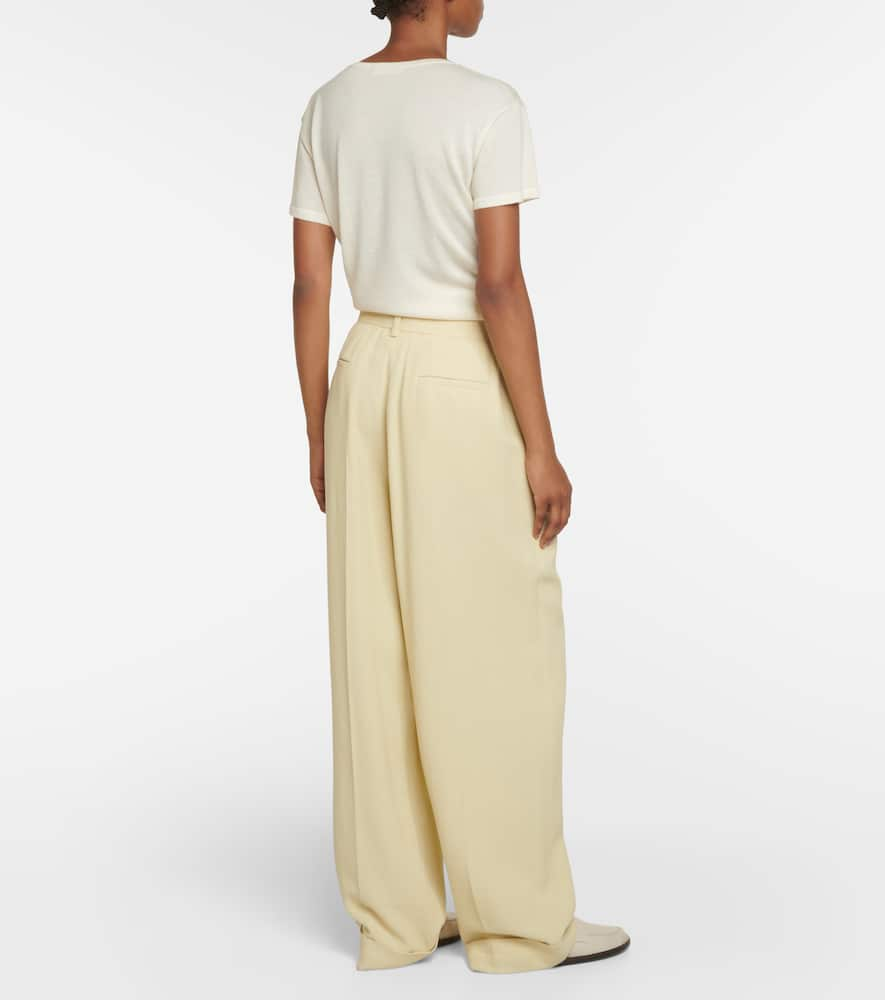 Shop The Row Tor Crêpe Wide-leg Pants In Yellow