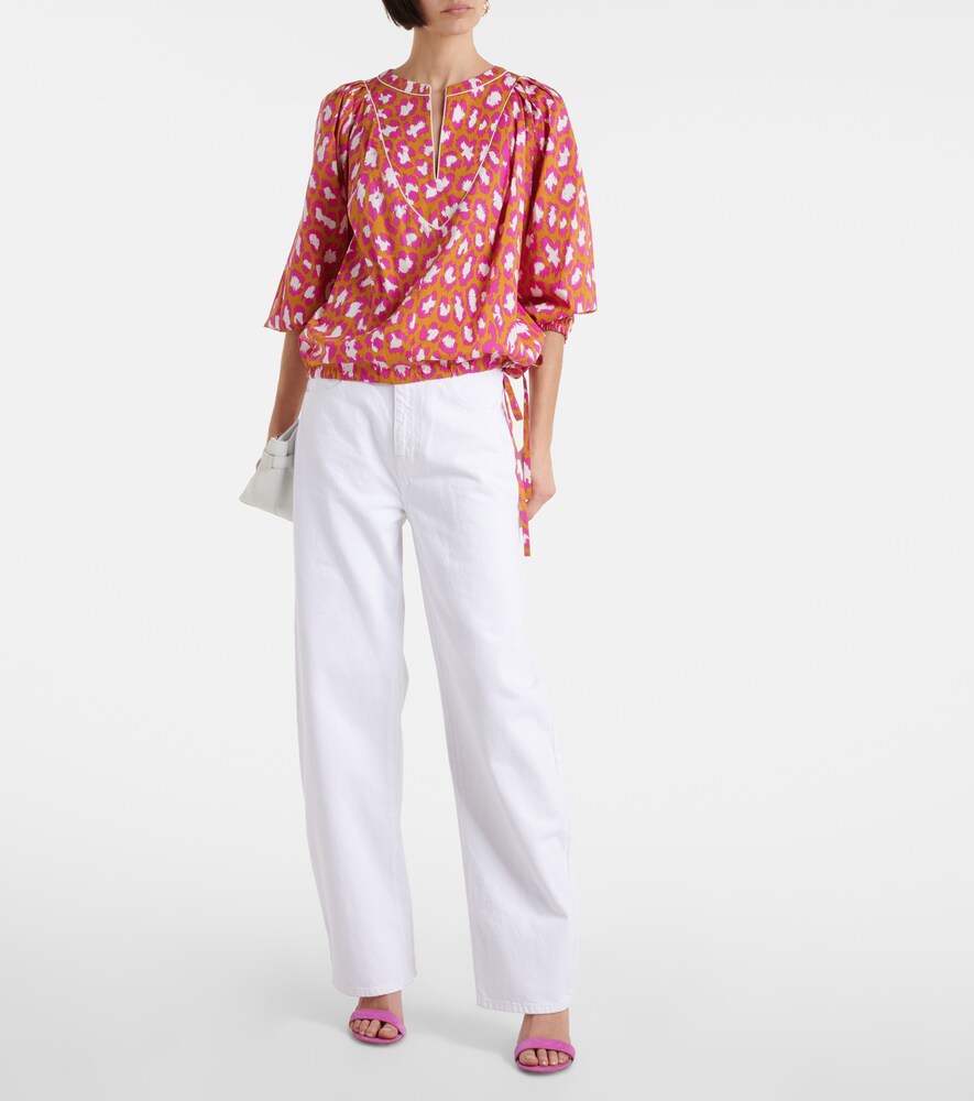  Diane Von Furstenberg Diane Von Furstenberg Juliette Printed Cotton-blend Top 