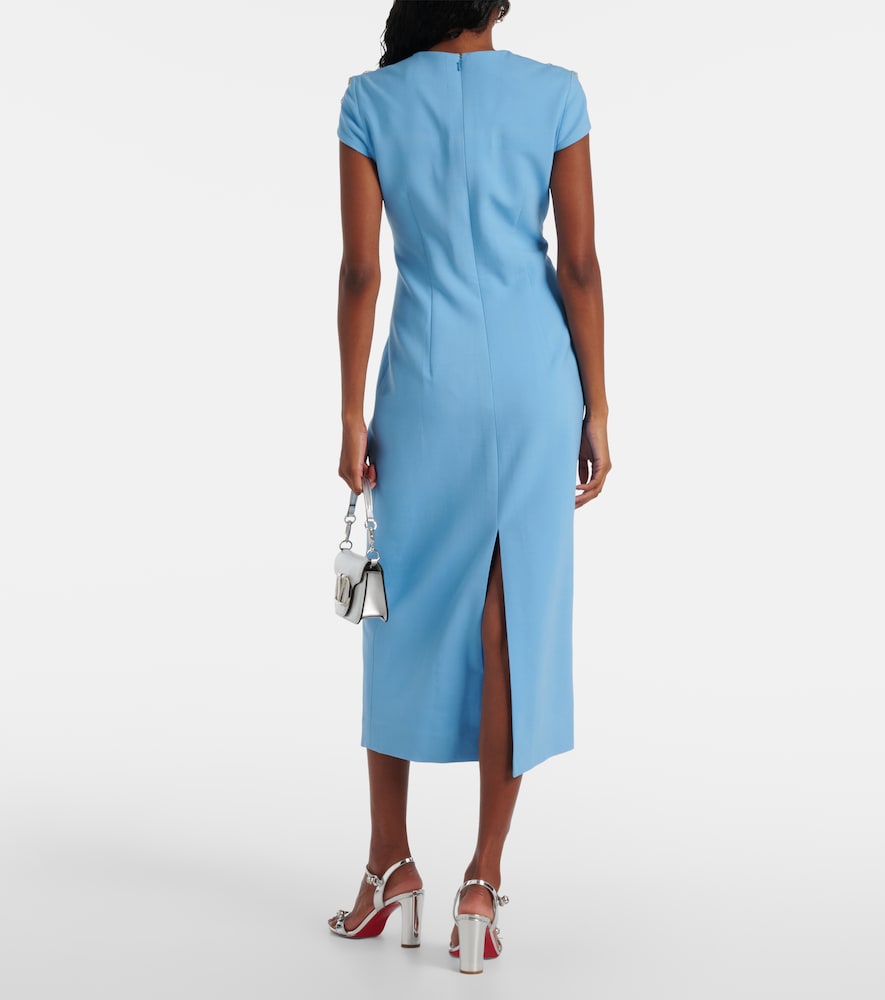 OSCAR DE LA RENTA CRYSTAL-EMBELLISHED WOOL-BLEND MIDI DRESS