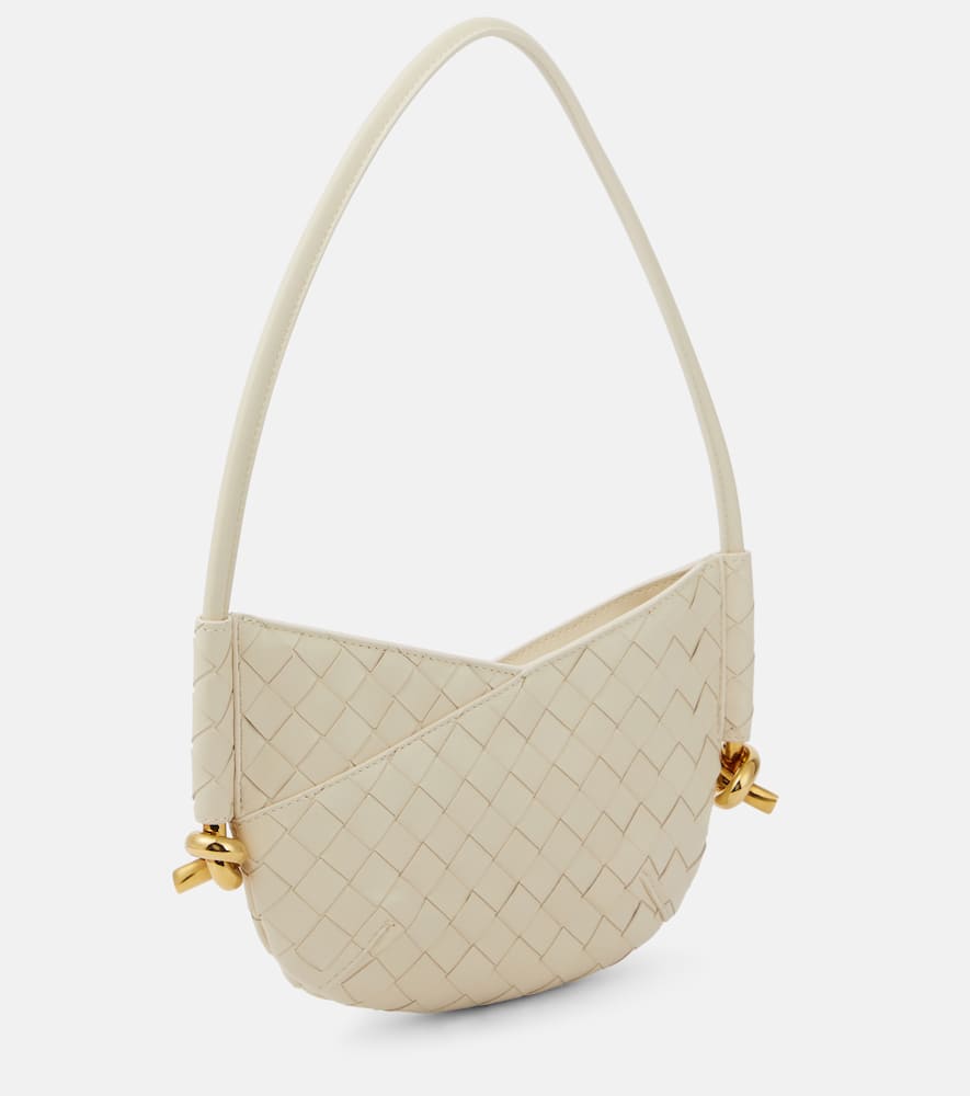 Bottega Veneta Solstice Intrecciato Baby Leather Shoulder Bag In Beige