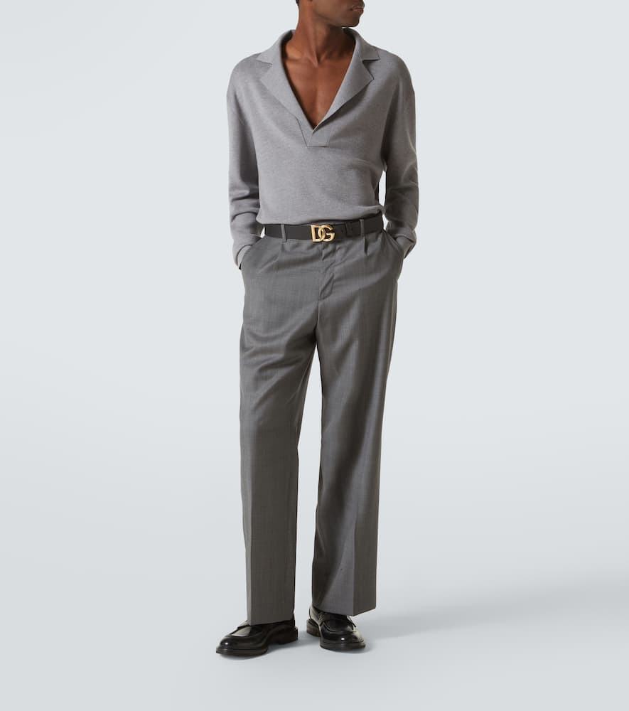 Dolce & Gabbana Long Sleeves Wool Blend Sweater In Grey