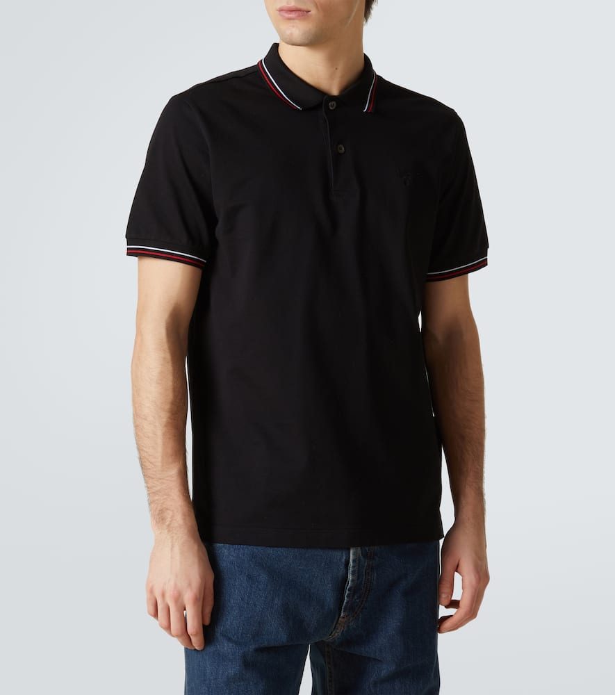 Prada Short-sleeved Piqué Polo Shirt In Black