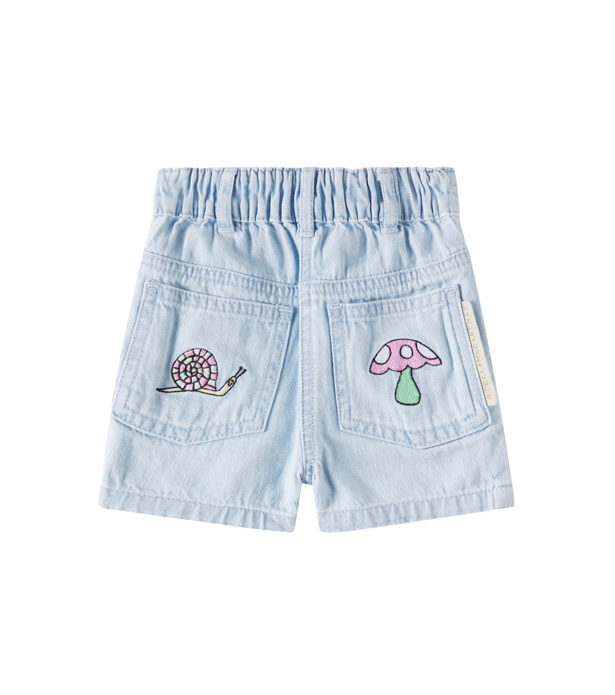 Stella Mccartney Baby Embroidered Denim Shorts In Blue