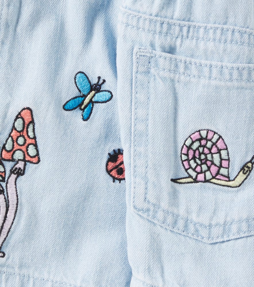 Stella Mccartney Baby Embroidered Denim Shorts In Blue