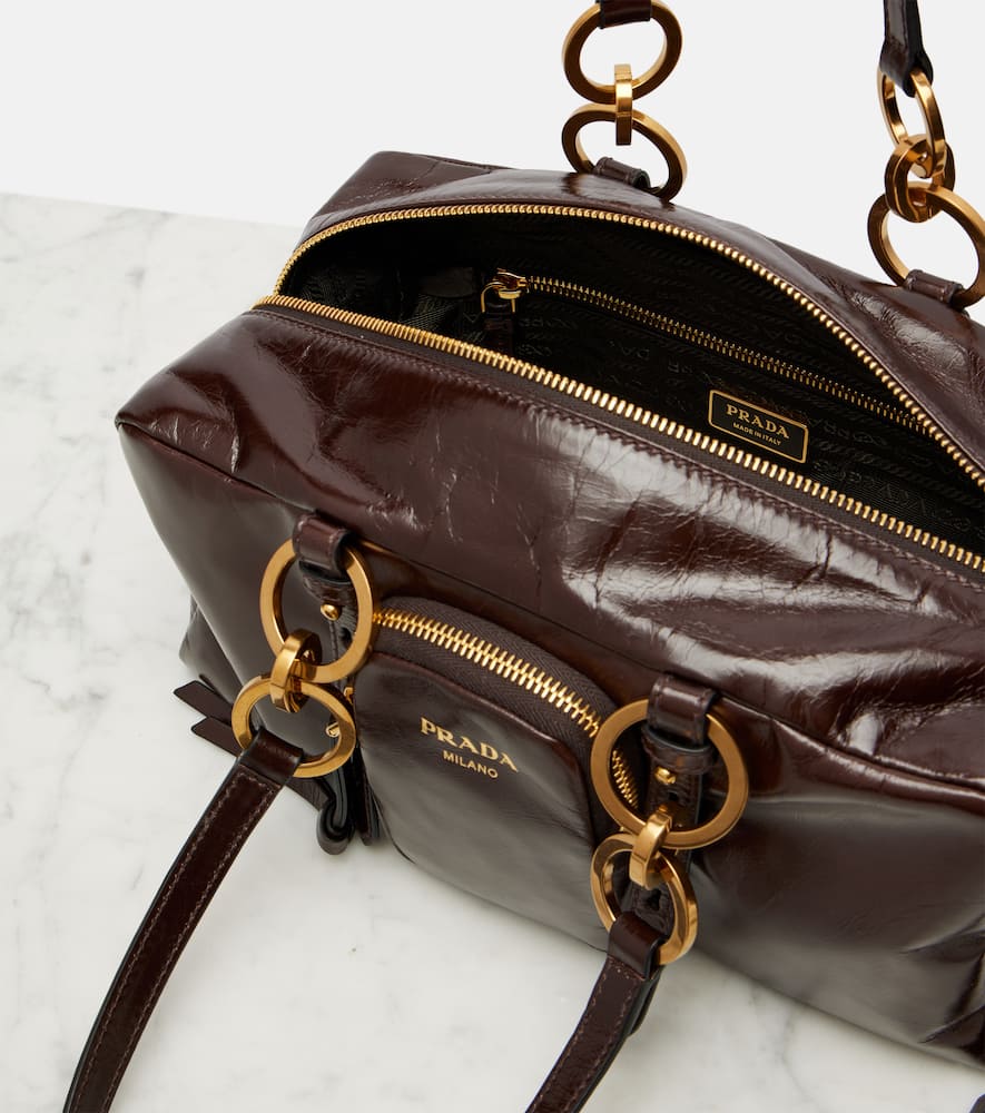 Prada Medium Brown Leather Dangle Bag Women