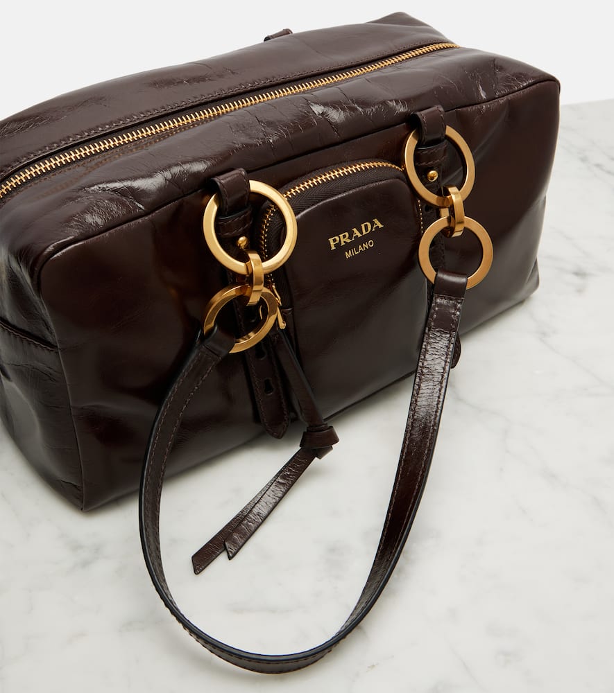 Prada Medium Brown Leather Dangle Bag Women