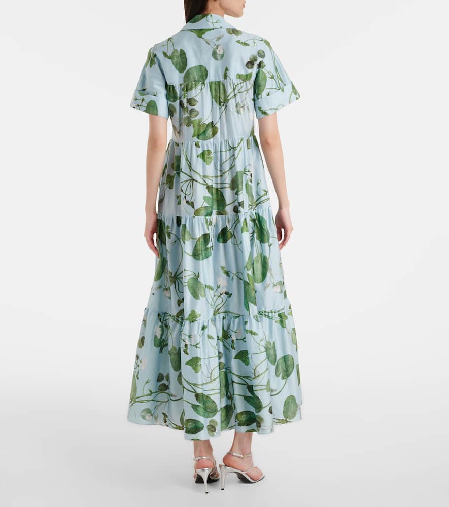 ERDEM TIERED FLORAL COTTON MIDI DRESS
