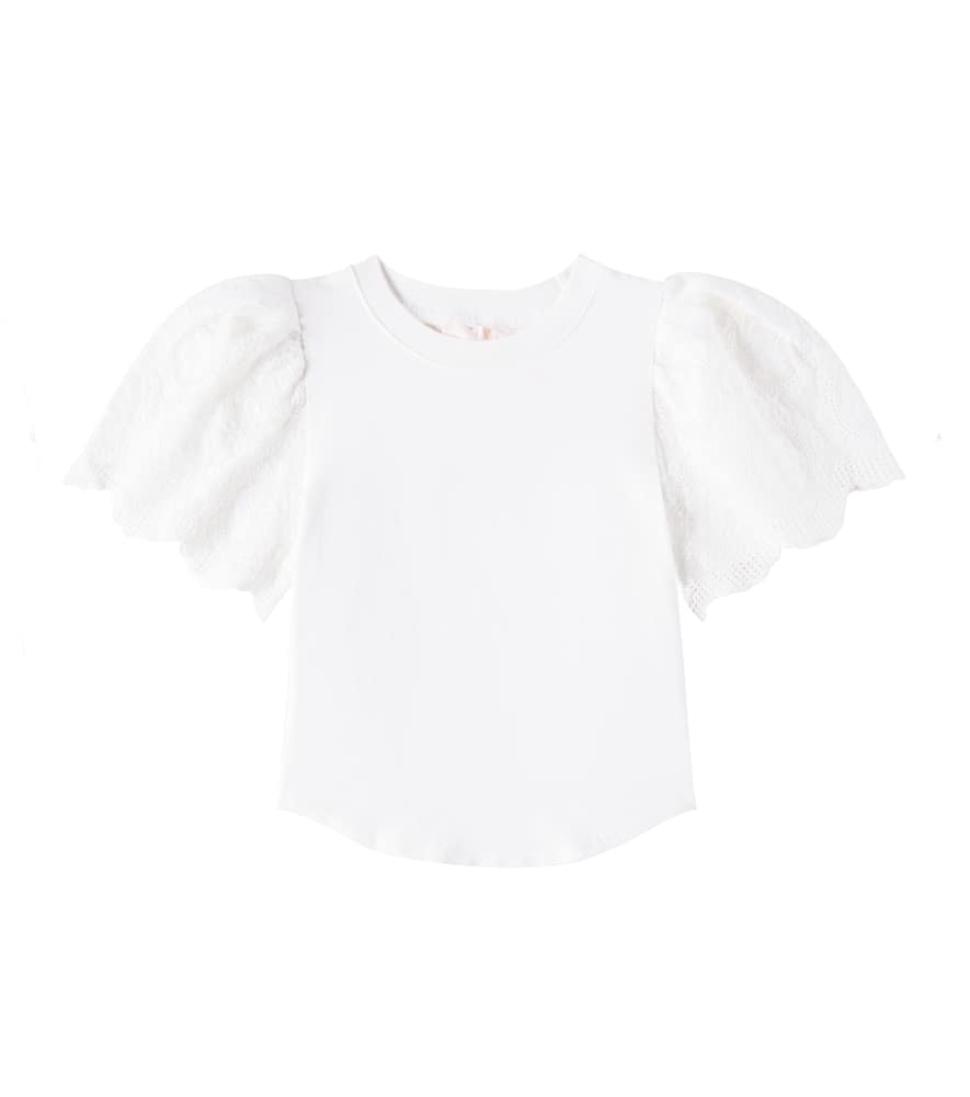 Petite Amalie Embroidered Cotton T-shirt In Weiss