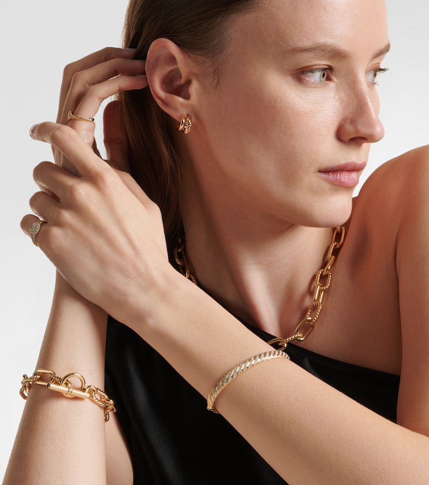 David Yurman Sculpted Cable 18kt gold bangle with diamonds
