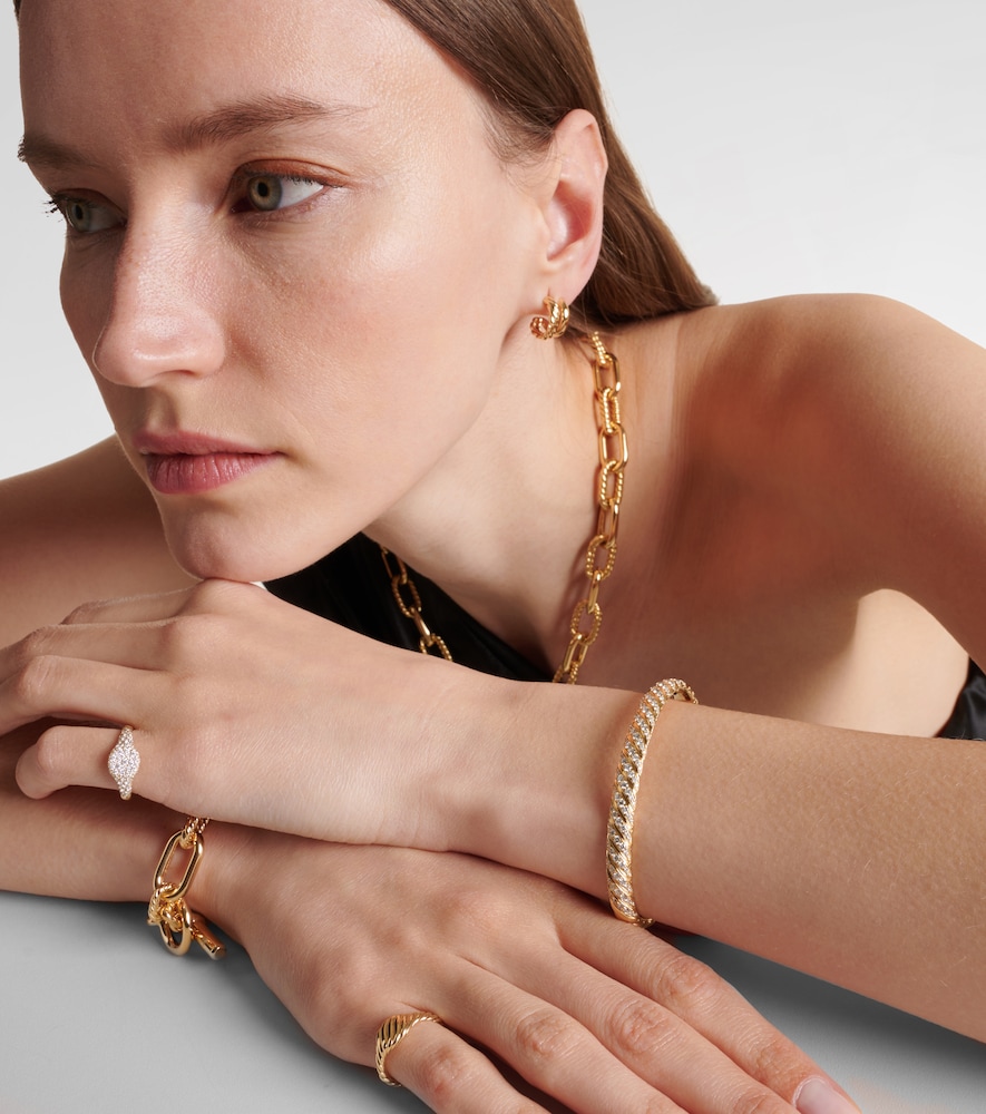  David Yurman David Yurman Armreif Sculpted Cable Aus 18kt Gelbgold Mit Diamanten 