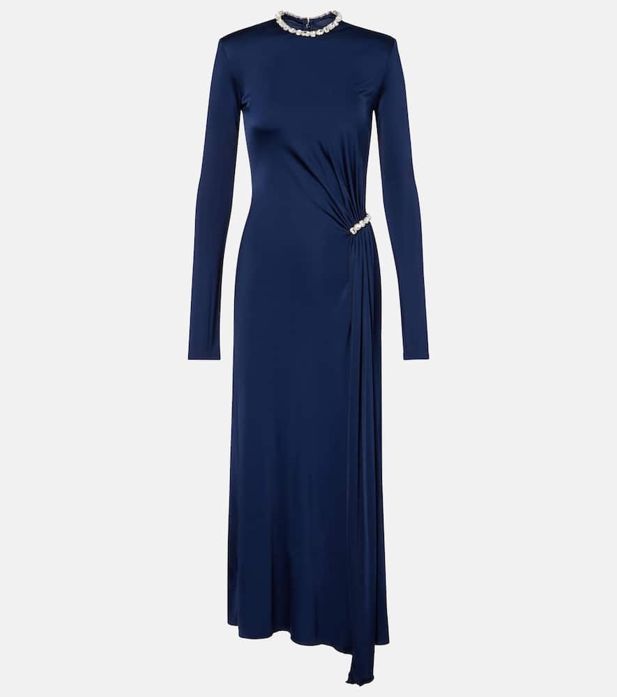Crystal-embellished gathered midi dress