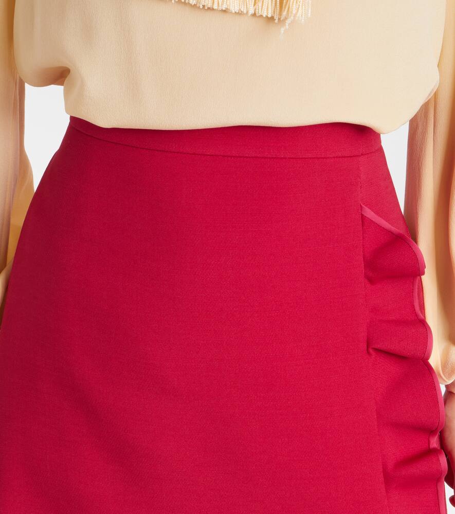 Valentino Crepe Couture Ruffled Midi Skirt In Red