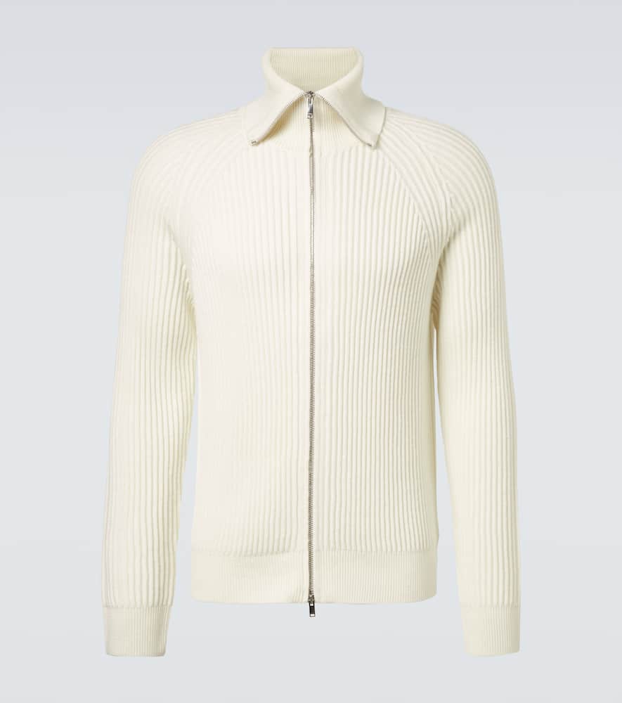Slowear Virgin Wool Zip-up Cardigan In White