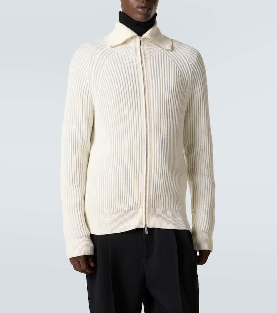 Slowear Virgin Wool Zip-up Cardigan In White