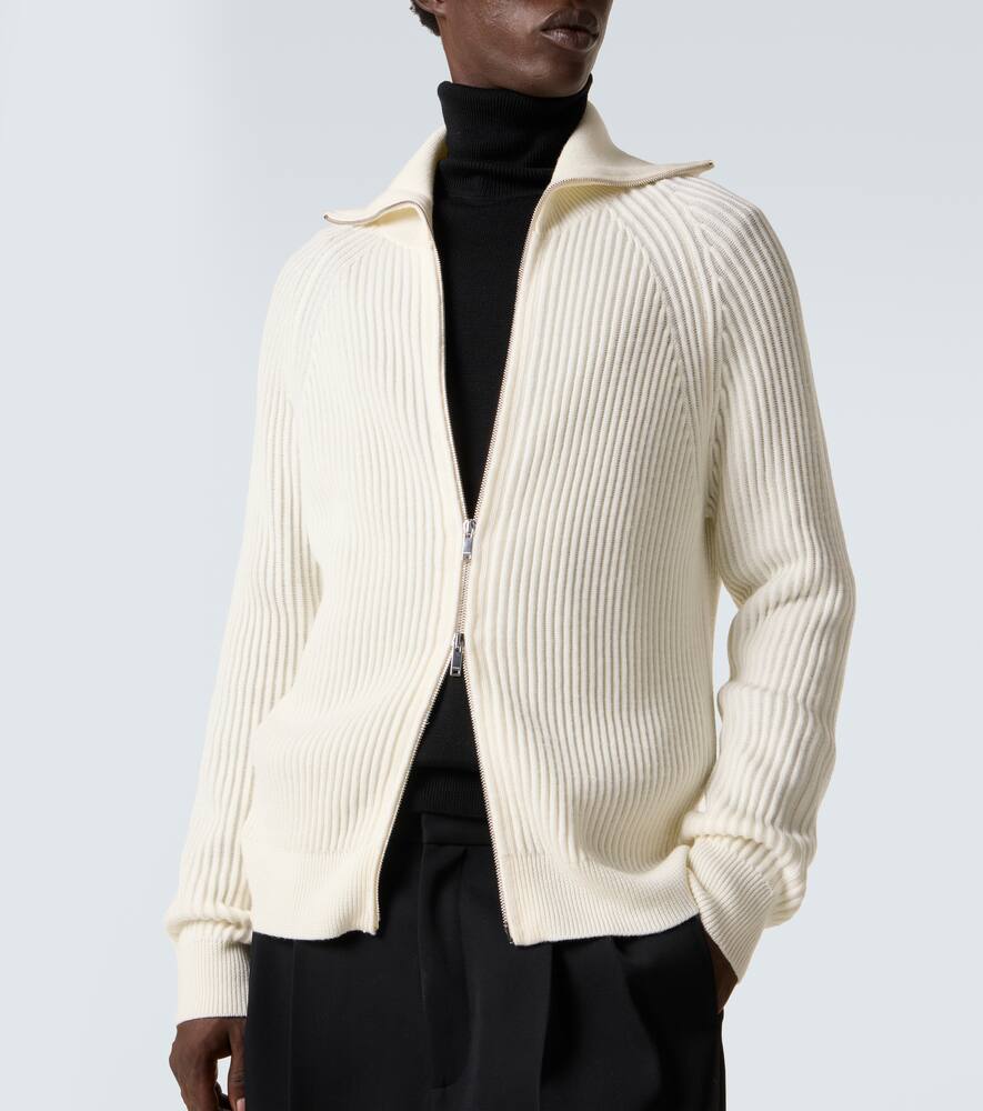Slowear Virgin Wool Zip-up Cardigan In White