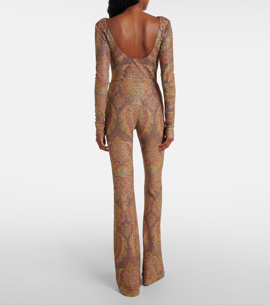 Etro Printed Jersey Flared Pants In Black