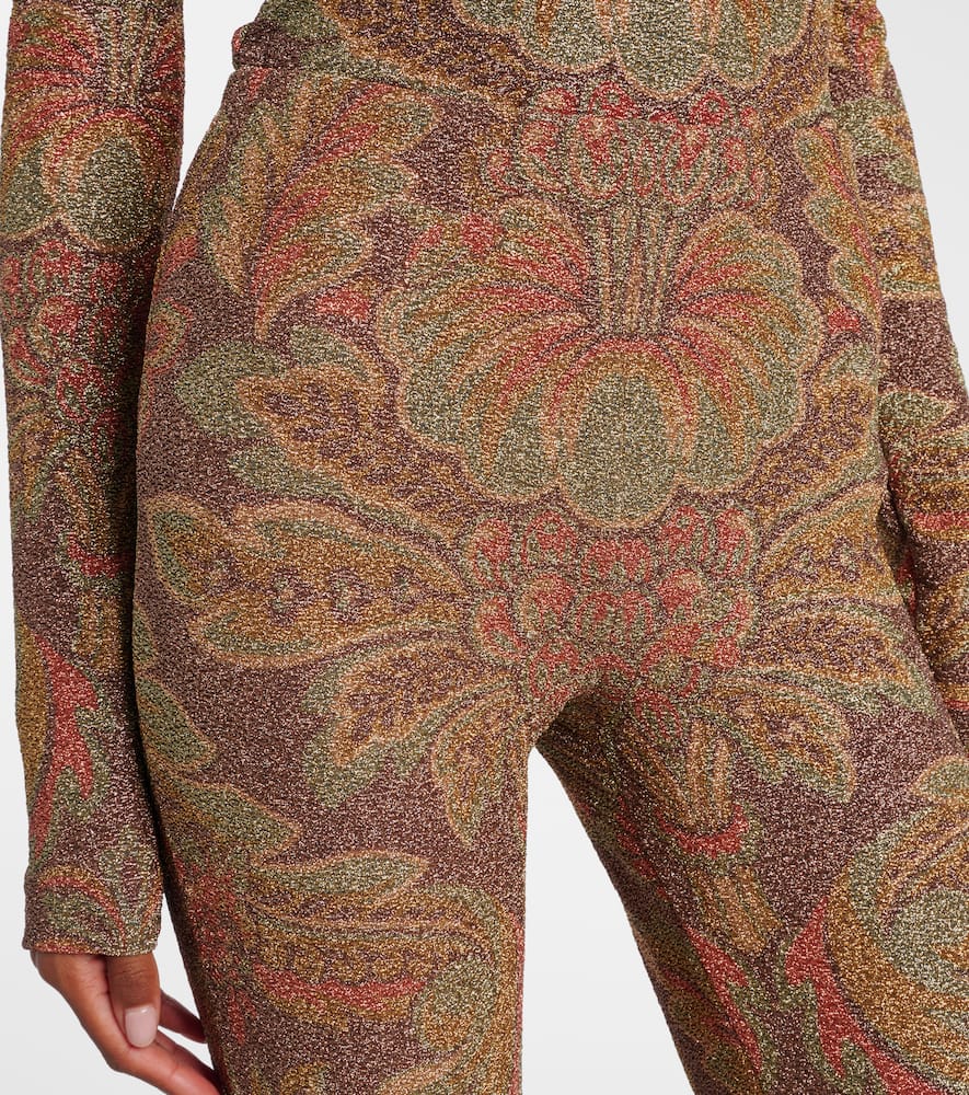 Etro Printed Jersey Flared Pants In Black
