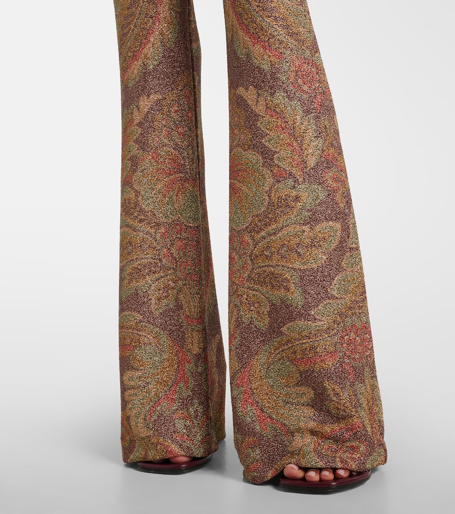 Etro Printed Jersey Flared Pants In Black
