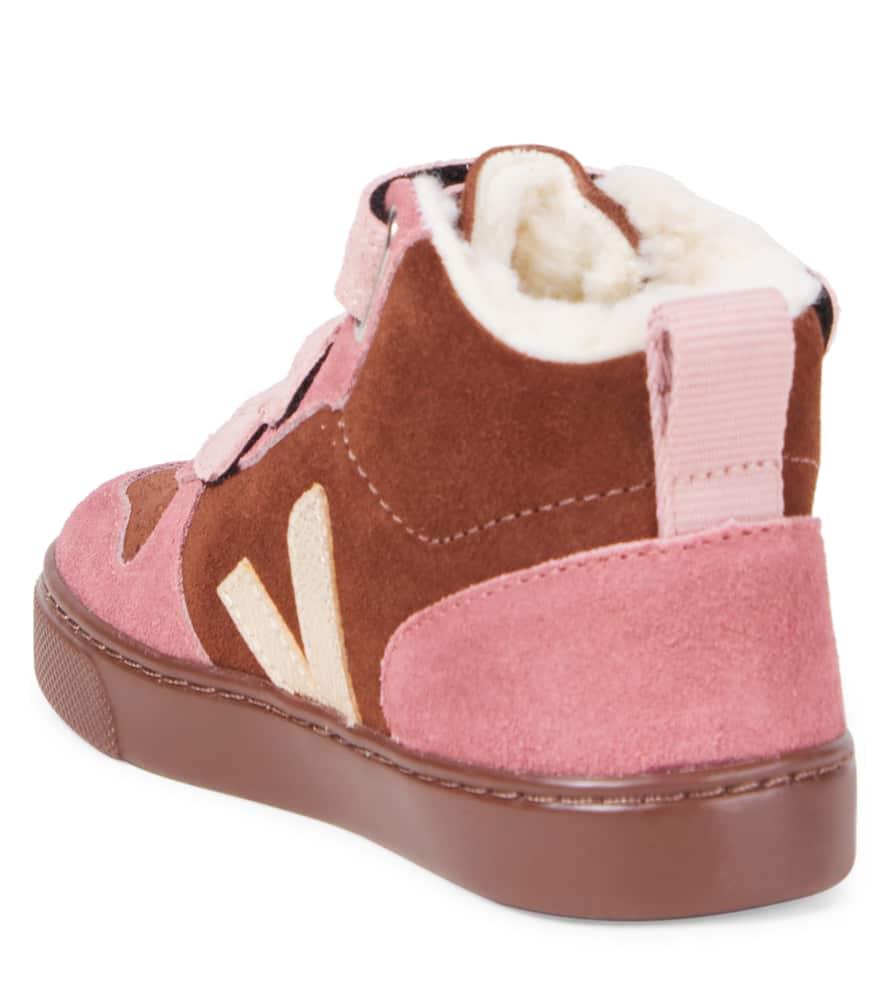 Veja V-10 Suede High-top Sneakers In Pink