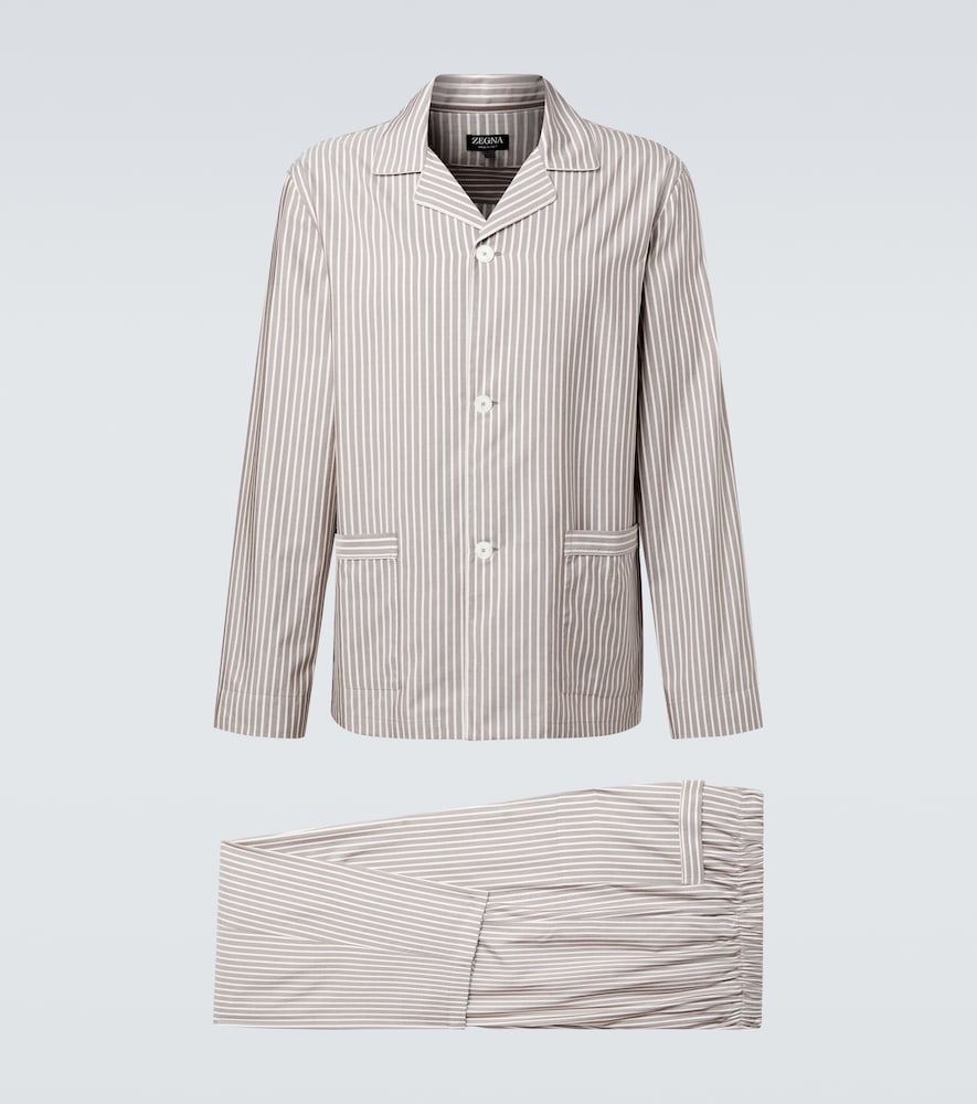 Zegna Striped silk, cotton, and cashmere pajamas