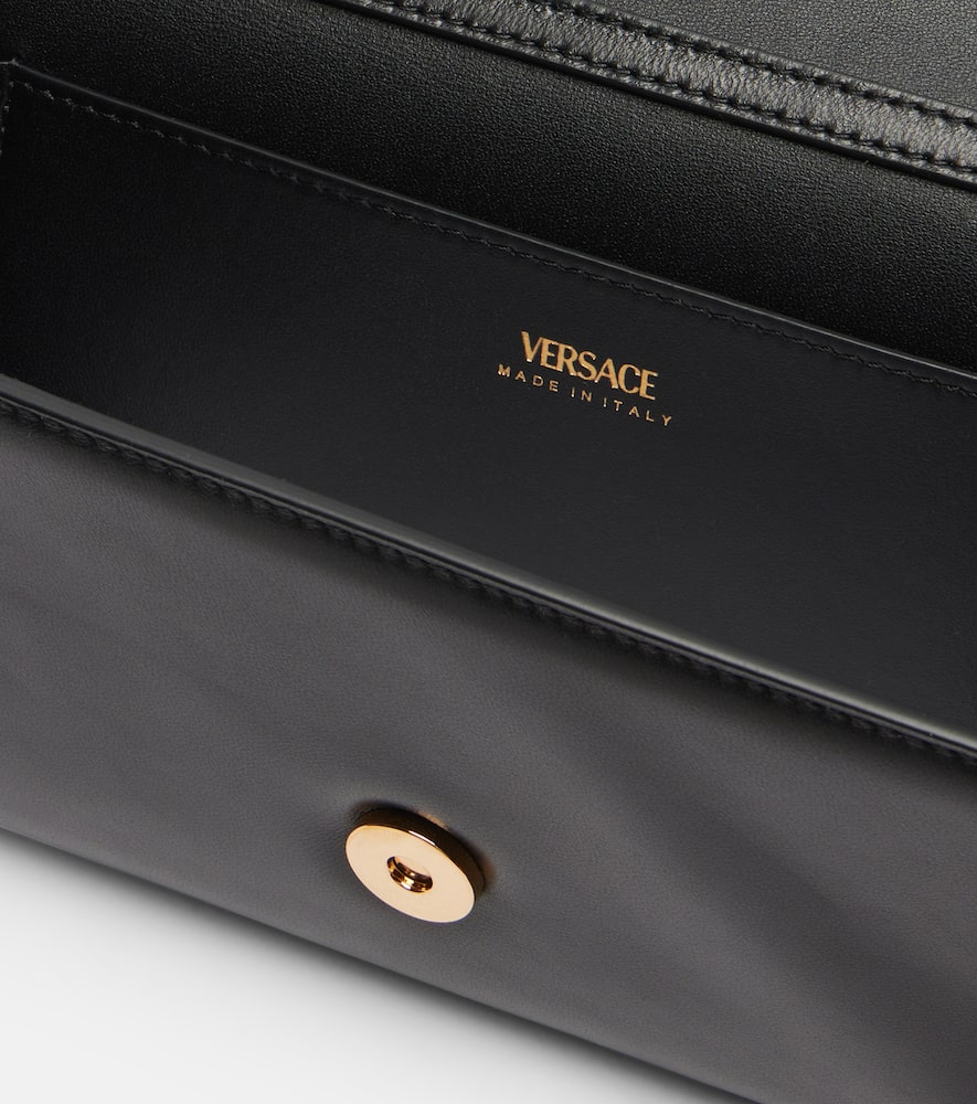 Versace La Medusa Leather Clutch In Black