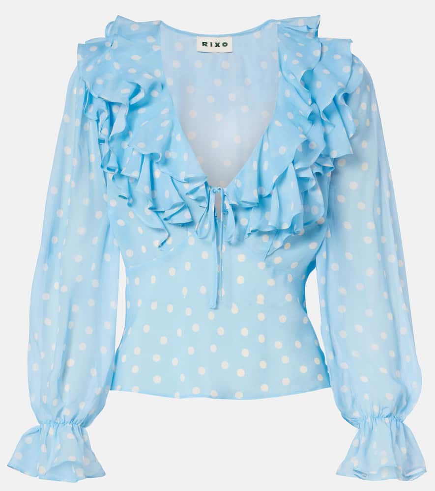 Lasca polka-dot silk top