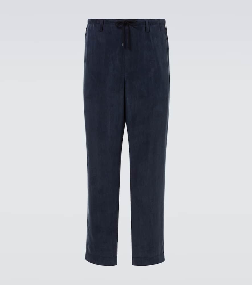 Dries Van Noten Mens Navy Twill Cotton Trousers In Blue