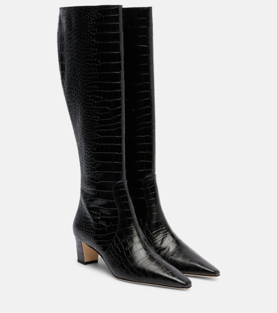 Manolo Blahnik Penelope Leather Knee-high Boots In Black