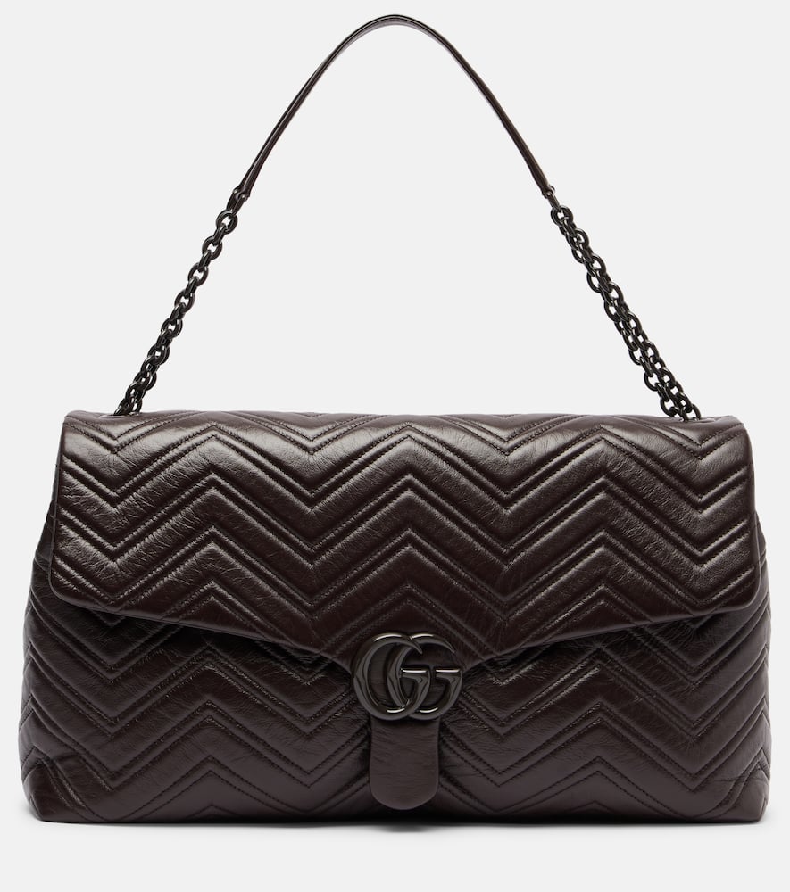 Gucci Gg Marmont Maxi Leather Shoulder Bag In Brown