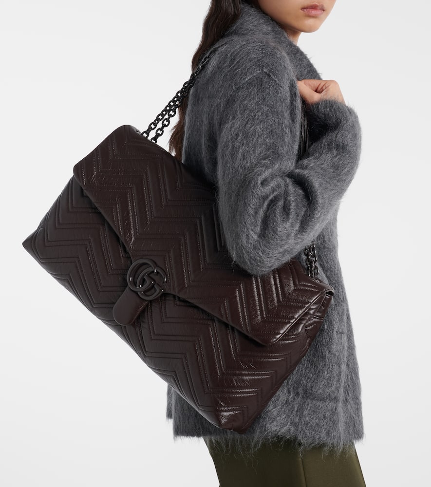 Gucci Gg Marmont Maxi Leather Shoulder Bag In Brown