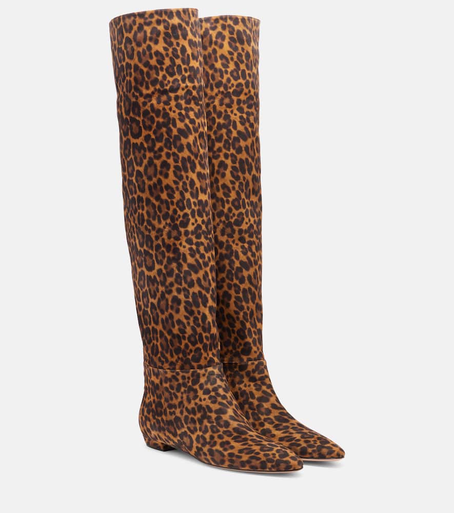 Gianvito Rossi Leopard-print Suede Knee-high Boots In Brown