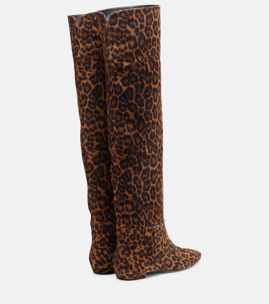 Gianvito Rossi Leopard-print Suede Knee-high Boots In Brown