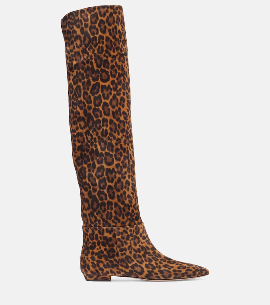 Gianvito Rossi Leopard-print Suede Knee-high Boots In Brown