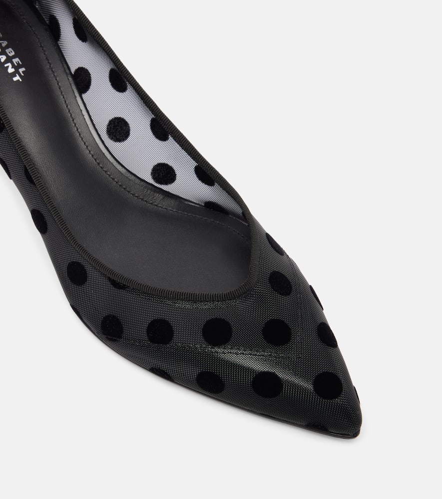 Isabel Marant Peleo 55 Polka-dot Mesh Pumps In Black