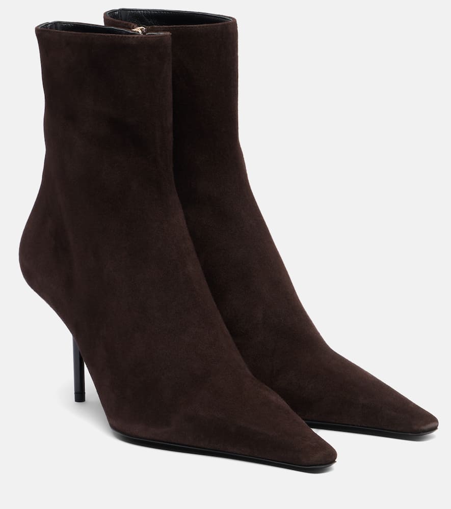 Victoria Beckham Pointy 75 Suede Ankle Boots In Brown