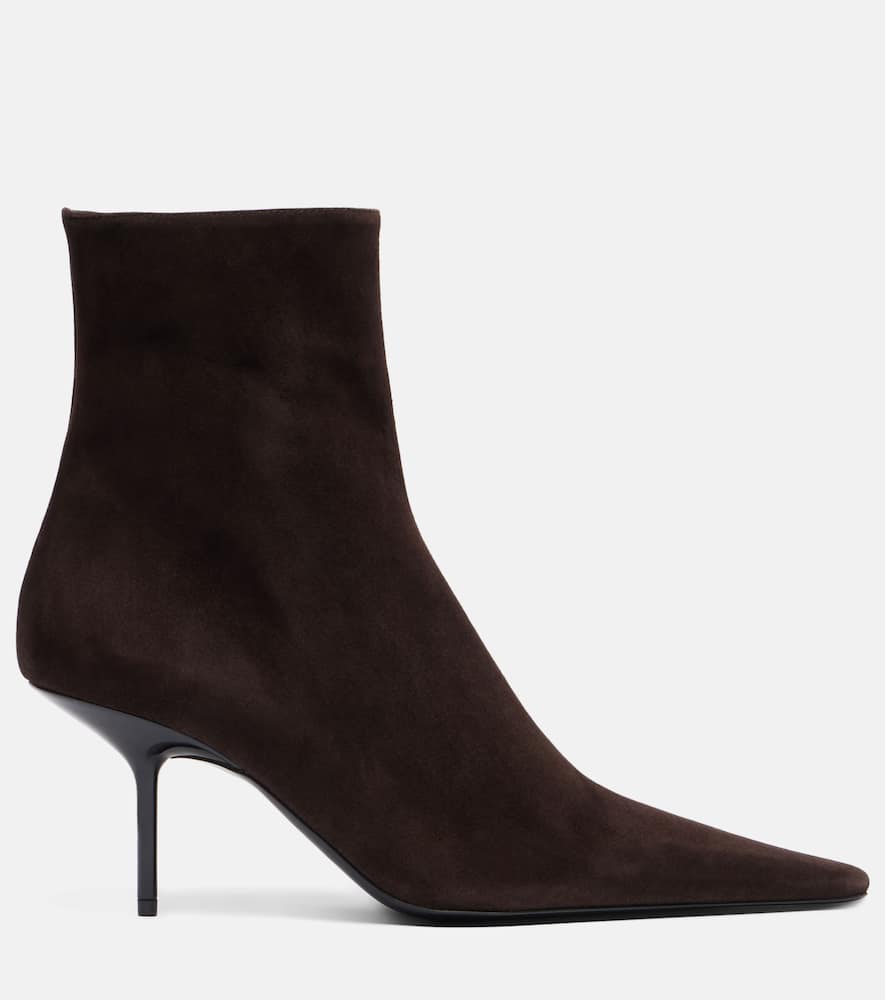 Victoria Beckham Pointy 75 Suede Ankle Boots In Brown